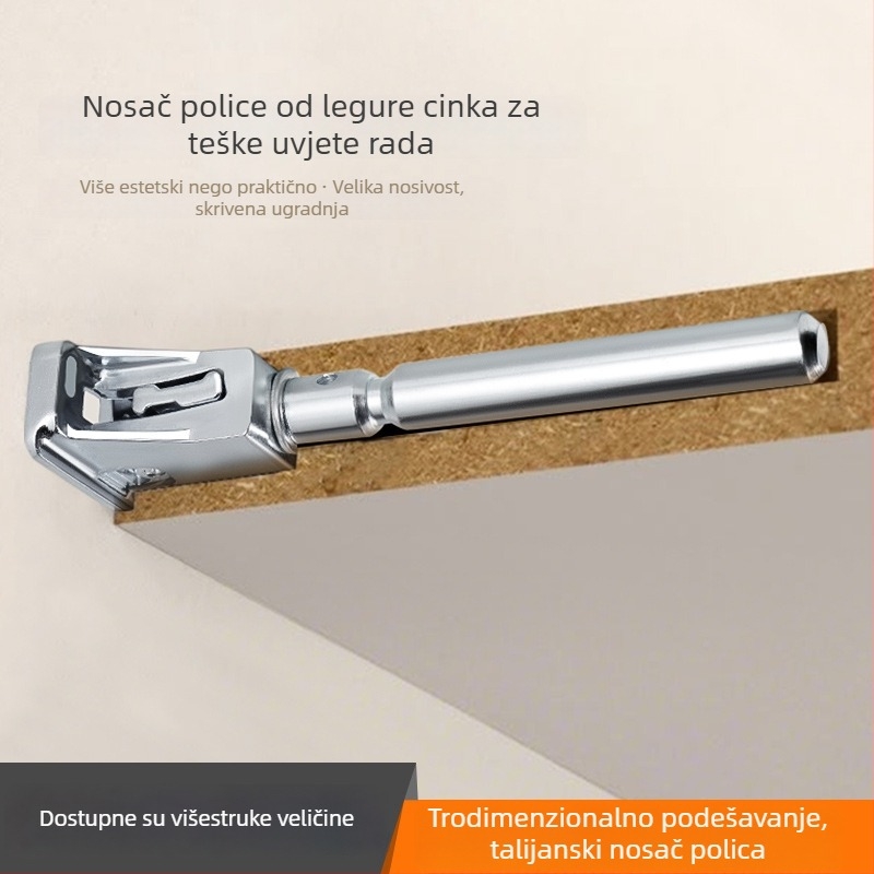 Težak skriveni nosač polica od cinkovog legura, prilagodljiva ploča, za drvene police, 12 cm ili 16 cm, Guheng