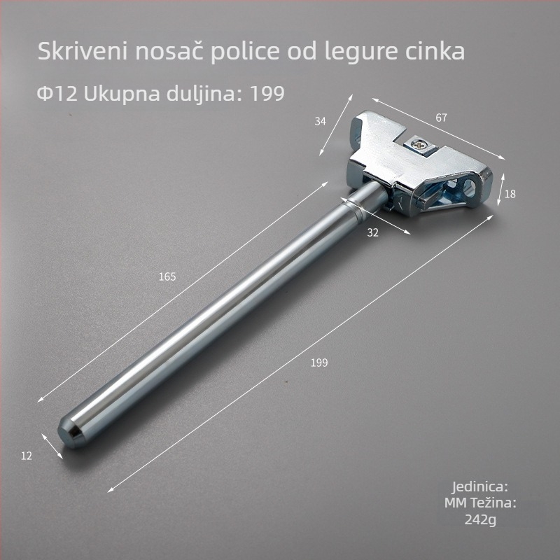 Težak skriveni nosač polica od cinkovog legura, prilagodljiva ploča, za drvene police, 12 cm ili 16 cm, Guheng