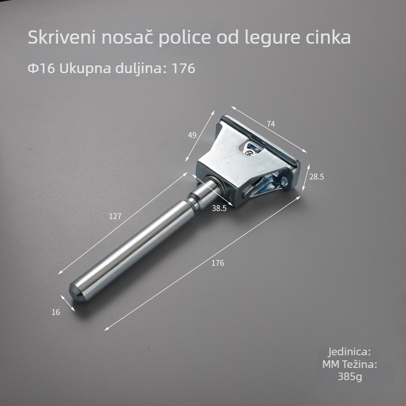 Težak skriveni nosač polica od cinkovog legura, prilagodljiva ploča, za drvene police, 12 cm ili 16 cm, Guheng