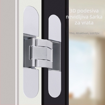 Nevidljive šarke vrata za unutarnje i vanjske otvaranje, skrivena trodimenzionalno podesiva šarka za sklopive drvene vrata, skrivena križna šarka, 180°