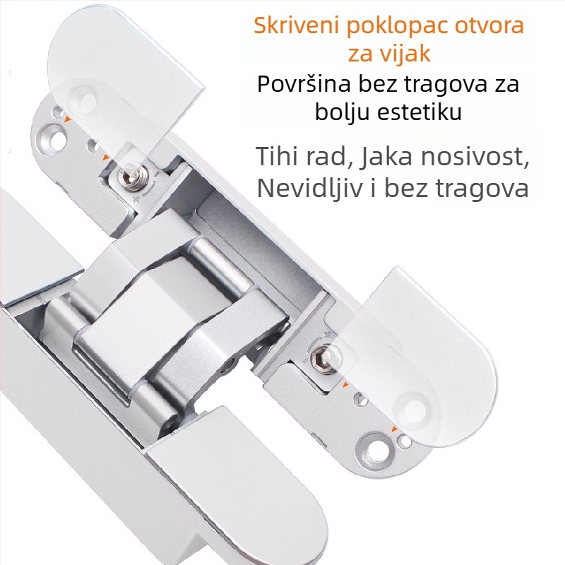 Nevidljive šarke vrata za unutarnje i vanjske otvaranje, skrivena trodimenzionalno podesiva šarka za sklopive drvene vrata, skrivena križna šarka, 180°