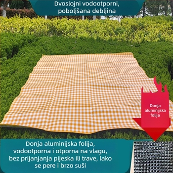 Piknik prostirka za vanjsku upotrebu, vodootporna, debela s aluminijskom folijom, podloga za šator, kampiranje i travnjak