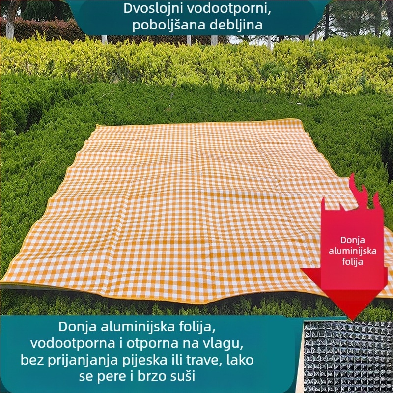 Piknik prostirka za vanjsku upotrebu, vodootporna, debela s aluminijskom folijom, podloga za šator, kampiranje i travnjak
