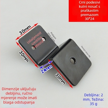 Crni podesivi Z-oblik kutni nosač za zavjese, željezni kutni držač, hardverski spoj, širina 30