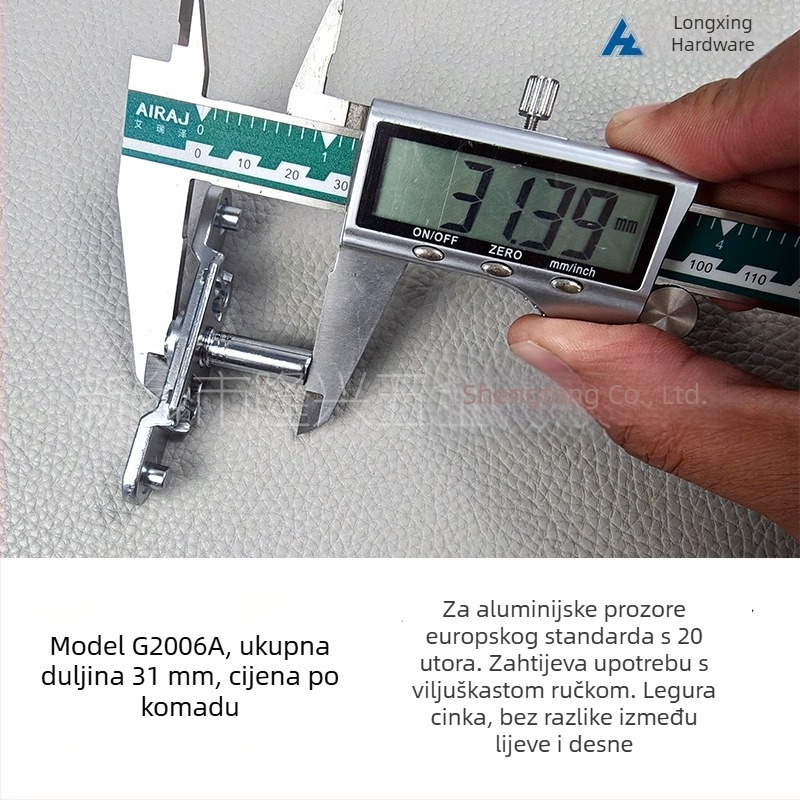 Hardver za aluminijski vanjski prozor s termičkim razdvajanjem: T-vijak spoj, srednji prijenosni štap, dvodijelna ručka, cilindar