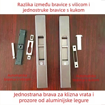 oksidirani ravni zaključavnik za klizne prozore i vrata, jednostrani trakasti zaključavac, pribor od aluminijske legure, kuka-zatvarač, CNC automatski dodirni zaključavac