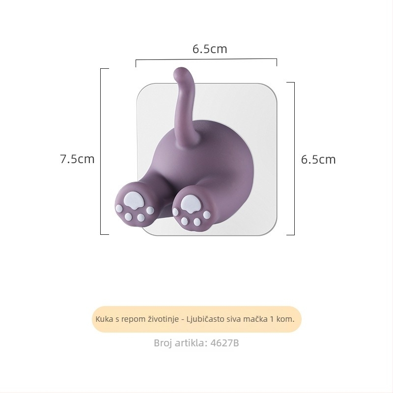 Japanskog stila, slatko medvjedić s izvučenim nosom, crtani dizajn, zidna kuka s jakim ljepilom, bez bušenja