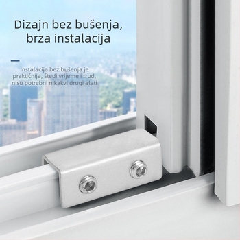 Delgu polukružna sigurnosna brava za prozore – dječja sigurnost, bez rupa, protiv pritiskanja prstiju, protiv krađe, za klizne prozore, model A3, željezo, moderan minimalistički stil
