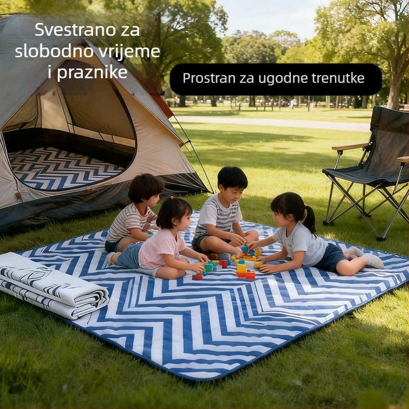 Prijenosni piknik madrac za otvoreni kamp – protuklizni, otporan na vlagu, Oxford tkanina, za 4–6 osoba, crtani motiv