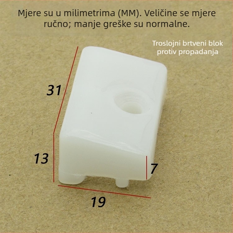 Blok protiv potonuća za plastično‑čelični prozor, blok podizanja otvora na otvaranje prozora, blok podizanja, podložna distančna pločica, dodaci za plastično‑čelični prozor