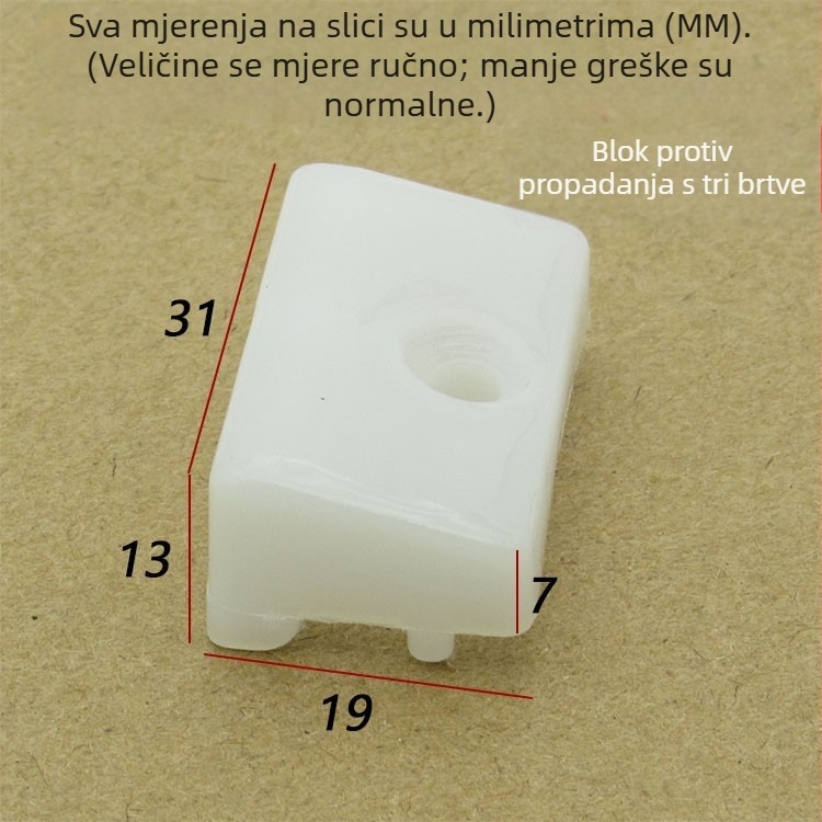 Blok protiv potonuća za plastično‑čelični prozor, blok podizanja otvora na otvaranje prozora, blok podizanja, podložna distančna pločica, dodaci za plastično‑čelični prozor