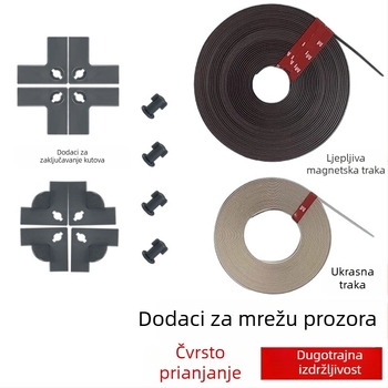 Magnetska nevidljiva mreža za vrata protiv komaraca, sa samoljepljujućim zatvaračem i dekorativnom magnetskom trakom – bez bušenja