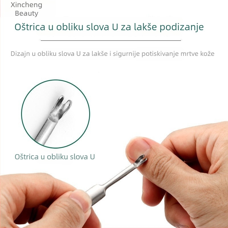 Set alata za manikuru od nehrđajućeg čelika – alat za guranje i grebanje kožice, uklanjanje odumrle kože, ručni nož za nokte, pedikurni alati