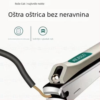 MR.BOLEI Kliješta za nokte za kućnu upotrebu i putovanja — vrhunska prijenosna kliješta za nokte, ravna usta i nagnut vrh, mogućnost otiska logotipa