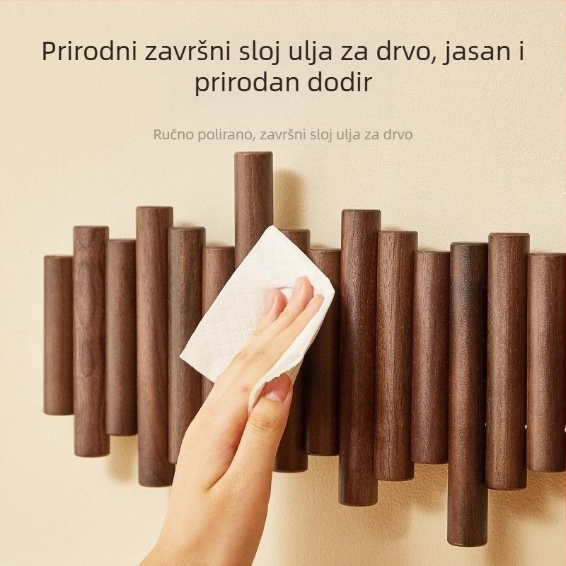 Nordijskog stila, drvena zidna vješalica za odjeću s dizajnom tipki klavira i skrivenim kukama za ključeve i torbe.