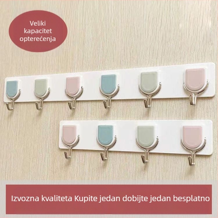 Red samoljepljivih kukica za kuhinju, slatke dugačke trake, bez bušenja, snažne zidne vješalice za odjeću, moderno