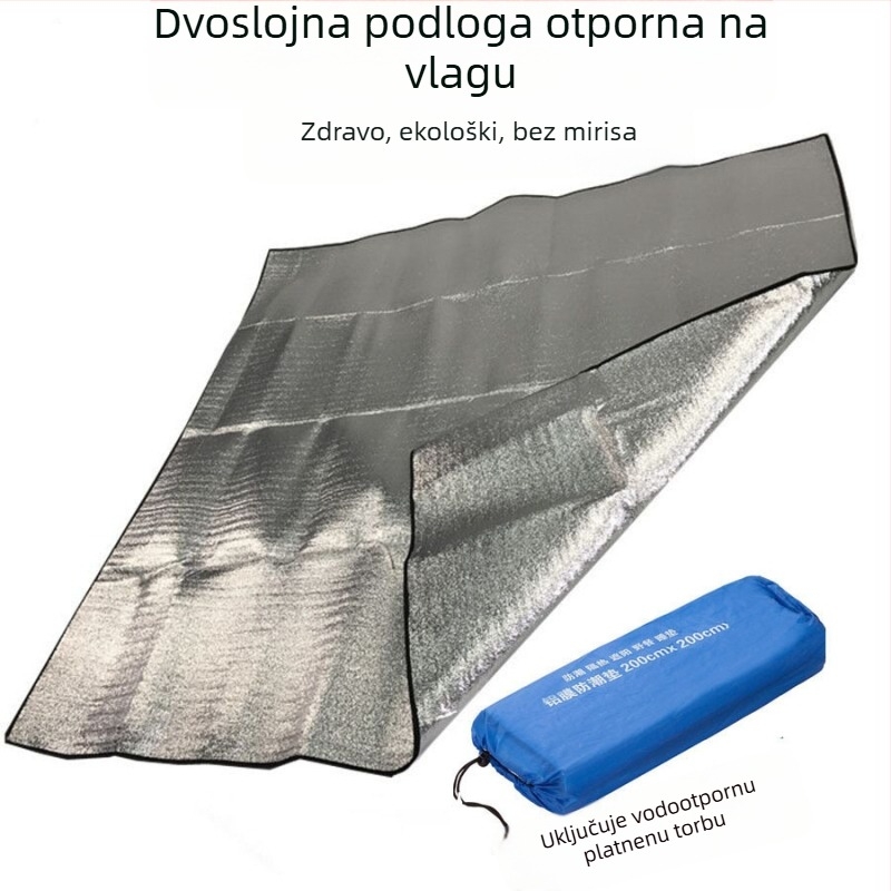 Vodootporna vanjska podloga s aluminijskom folijom i bisernom pamukom, dvostruka tkanina, za kampiranje, piknik, za 6–8 osoba