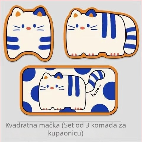 Crtić dizajn kupaonice tri komada — podloga od diatomita, upija vodu, brzo se suši, protuklizna, otporna na mrlje