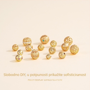 Silver Love S925 Sterling Srebro — okrugle male spacer perle za DIY narukvicu, kristalni dodaci
