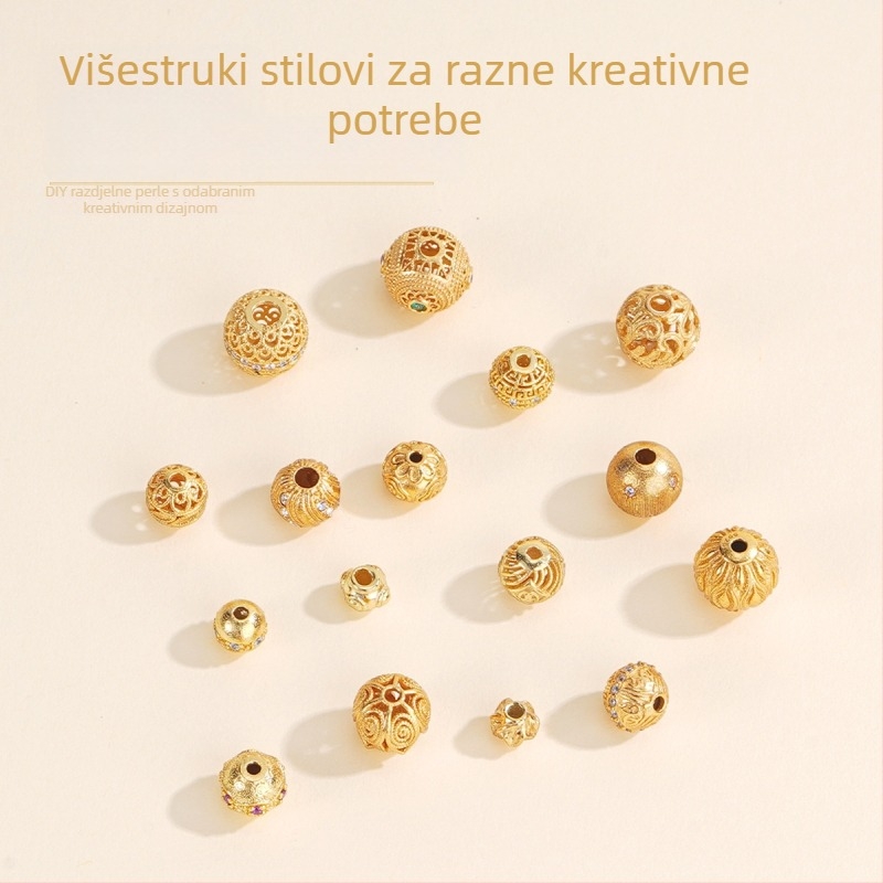 Silver Love S925 Sterling Srebro — okrugle male spacer perle za DIY narukvicu, kristalni dodaci