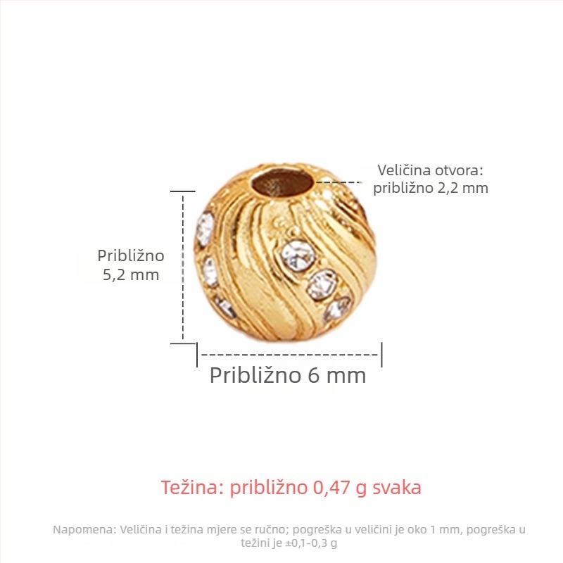 Silver Love S925 Sterling Srebro — okrugle male spacer perle za DIY narukvicu, kristalni dodaci