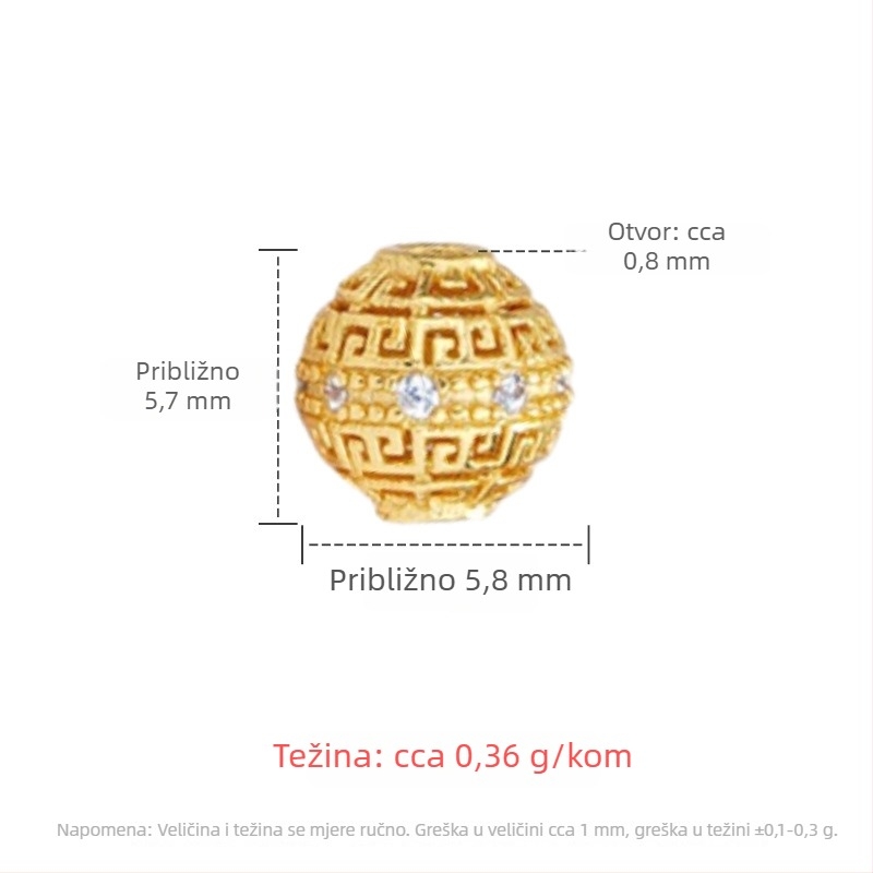 Silver Love S925 Sterling Srebro — okrugle male spacer perle za DIY narukvicu, kristalni dodaci