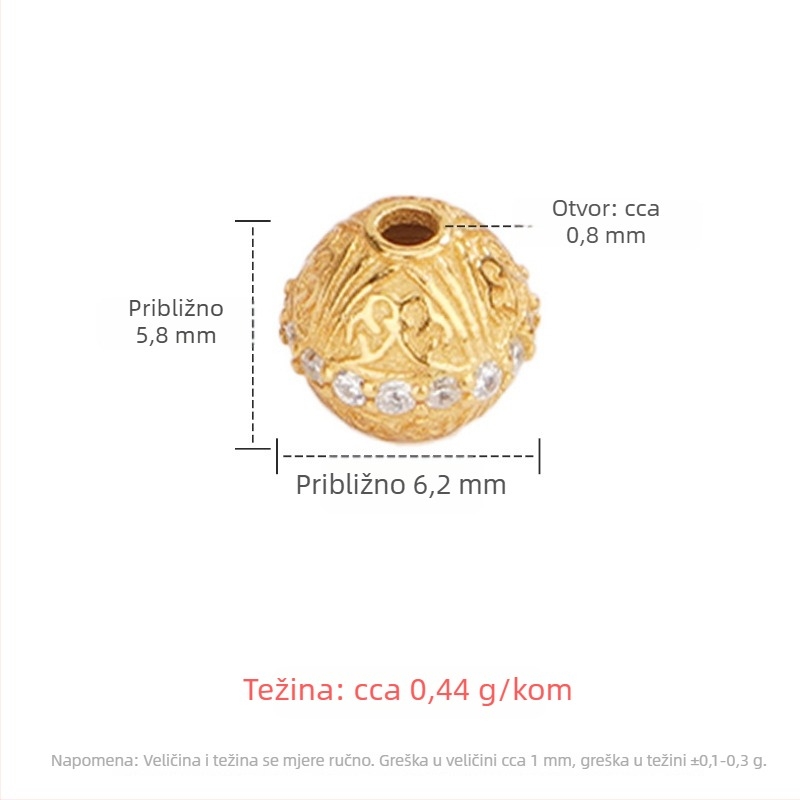 Silver Love S925 Sterling Srebro — okrugle male spacer perle za DIY narukvicu, kristalni dodaci