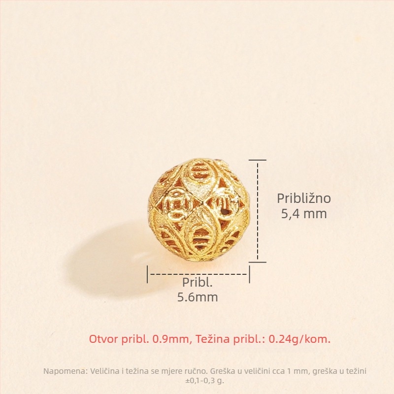 Silver Love S925 Sterling Srebro — okrugle male spacer perle za DIY narukvicu, kristalni dodaci