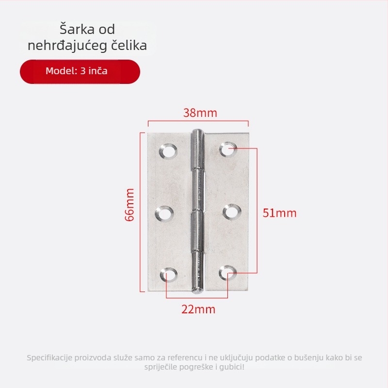 Šarke od nehrđajućeg čelika za vrata garderobe, ravno otvaranje, sklopive debele male šarke za vrata i prozore, kompletan hardver