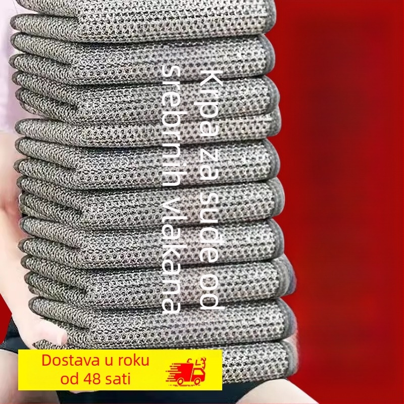 Dvostruka mikrovlakna krpa za suđe s čeličnom žicom, 40 cm, ekstra debela, otporna na masnoću, dvostruki sloj kuhinjske krpe
