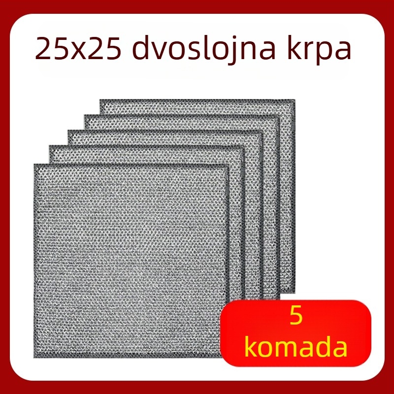 Dvostruka mikrovlakna krpa za suđe s čeličnom žicom, 40 cm, ekstra debela, otporna na masnoću, dvostruki sloj kuhinjske krpe