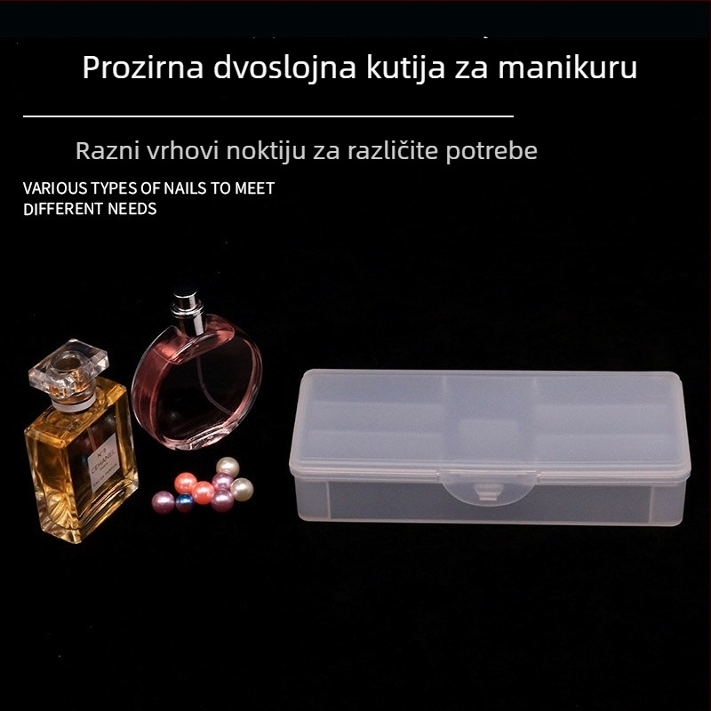 Prozirna dvostruka kutija za pohranu alata i dodataka za nokte s uklonjivim pretincima