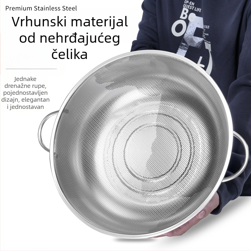 Nehrđajući čelični kuhinjski odvodni posuda s dvostrukim ručkama, višenamjenski posuda za ispiranje riže, povrća i voća