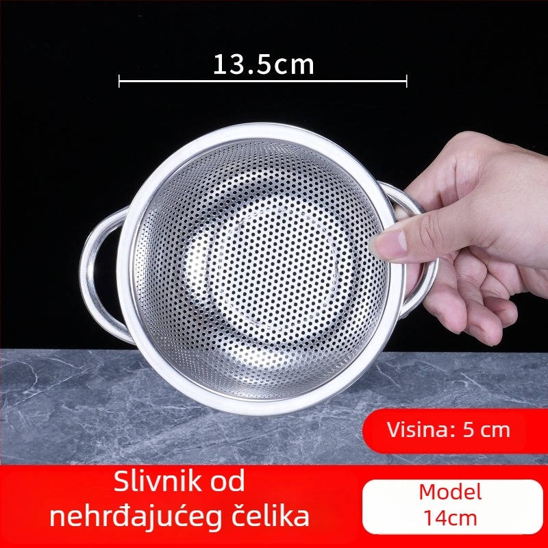 Nehrđajući čelični kuhinjski odvodni posuda s dvostrukim ručkama, višenamjenski posuda za ispiranje riže, povrća i voća