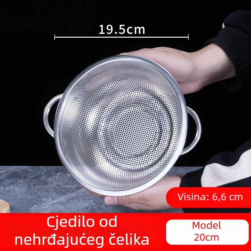 Nehrđajući čelični kuhinjski odvodni posuda s dvostrukim ručkama, višenamjenski posuda za ispiranje riže, povrća i voća