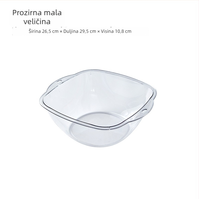 Proziran plastični kvadratni umivaonik za kuhinju i kupaonu, višestruka posuda za pranje voća i povrća