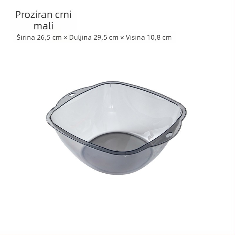 Proziran plastični kvadratni umivaonik za kuhinju i kupaonu, višestruka posuda za pranje voća i povrća