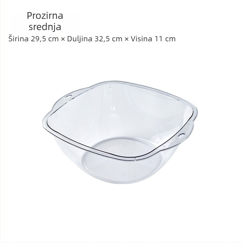 Proziran plastični kvadratni umivaonik za kuhinju i kupaonu, višestruka posuda za pranje voća i povrća