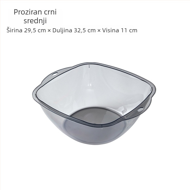 Proziran plastični kvadratni umivaonik za kuhinju i kupaonu, višestruka posuda za pranje voća i povrća