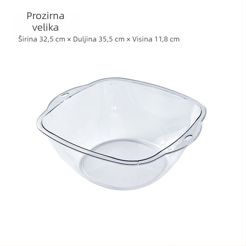 Proziran plastični kvadratni umivaonik za kuhinju i kupaonu, višestruka posuda za pranje voća i povrća