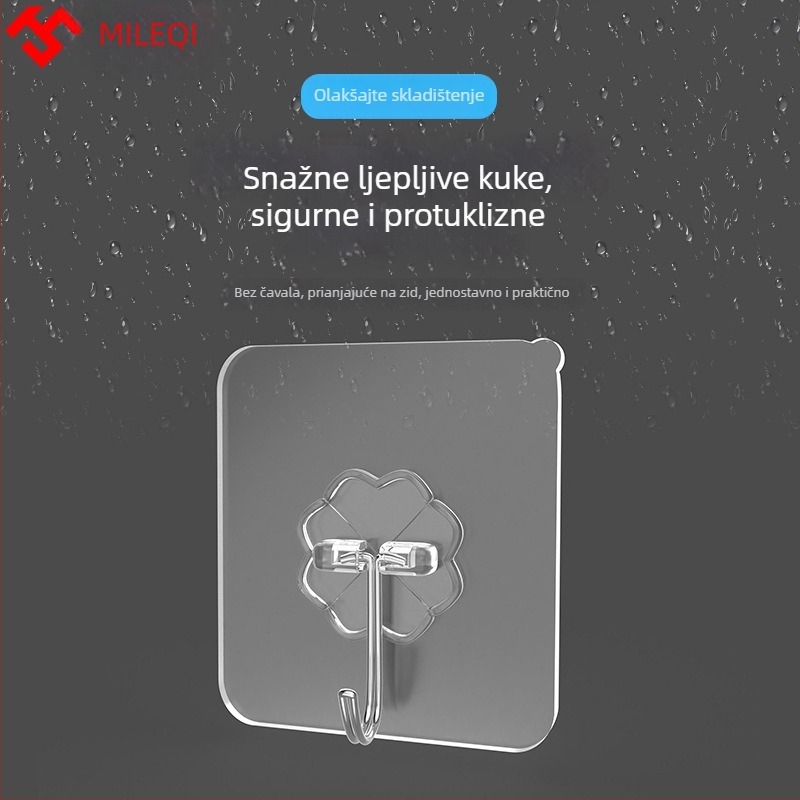 Snažna ljepljiva kuka za zid s usisnom čašom, bez bušenja, kuhinja, nosivost do 1 kg