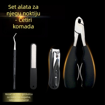 Četverodijelni set za nokte: pilnik za nokte, kliješta s kljunom orla, škare za nokte, kliješta za urasle nokte, poklon kutija