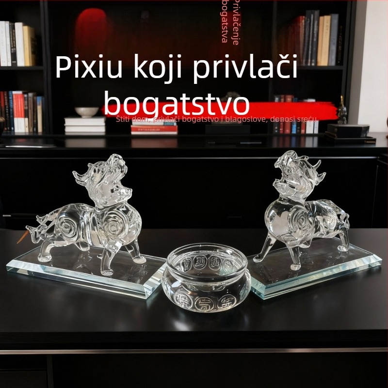Kristalni Pixiu ukras, prozirna posuda blagostanja, dom, dnevni boravak, hodnik i ured, poklon za useljenje