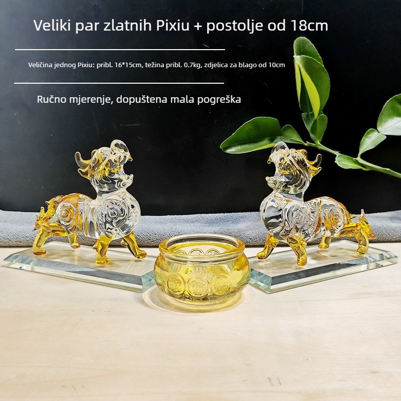 Kristalni Pixiu ukras, prozirna posuda blagostanja, dom, dnevni boravak, hodnik i ured, poklon za useljenje