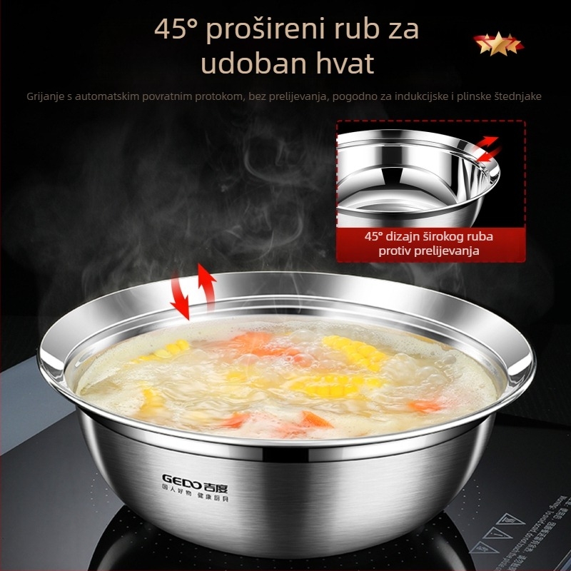Jidu 316 nehrđajući čelična zdjela za juhu i rižu, kuhinja, za razbijanje jaja i mijesanje tijesta te pranje povrća, dar