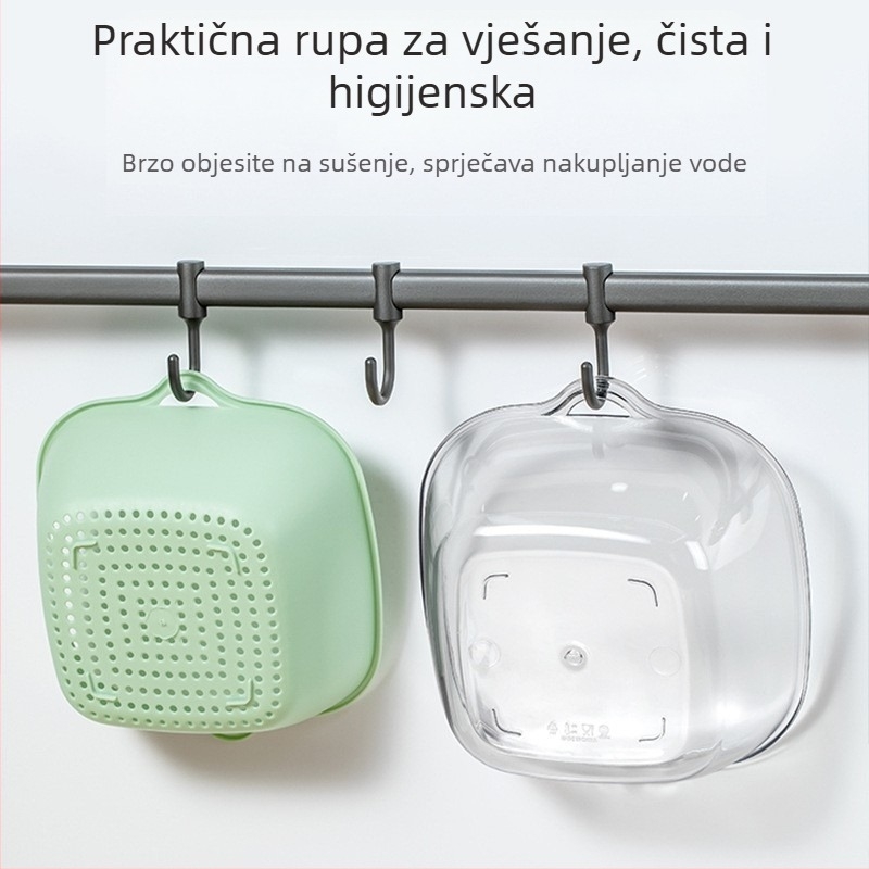 Dvostruko složena PET korpa za odvod zelene povrća u kuhinji, plastična posuda za voće i posuda za pranje, komplet za mokro i suho korištenje