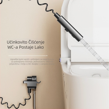 Komplet mlaznice za WC od cijelog mesinga s jednim ulazom i dva izlaza, kutni ventil, skladište kupaonice, visokotlačno ispiranje