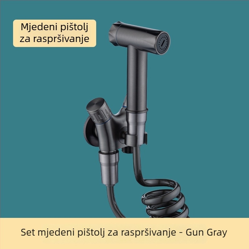 Komplet mlaznice za WC od cijelog mesinga s jednim ulazom i dva izlaza, kutni ventil, skladište kupaonice, visokotlačno ispiranje