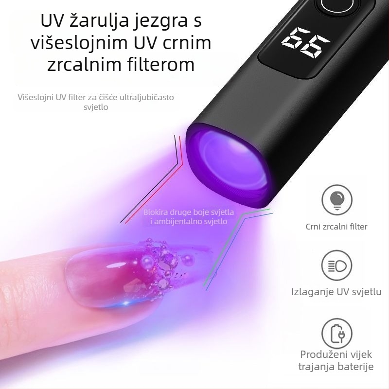 Prijenosna UV lampa za nokte za gel lak, kompaktna ljubičasta svjetlost