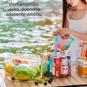 Jednokratna sklopiva posuda za putovanja: prijenosna posuda za pranje, posuda za vodu, vrećica za rublje i posuda za namakanje stopala